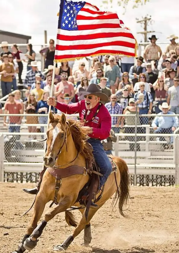 Forrie J. Smith riding a horse