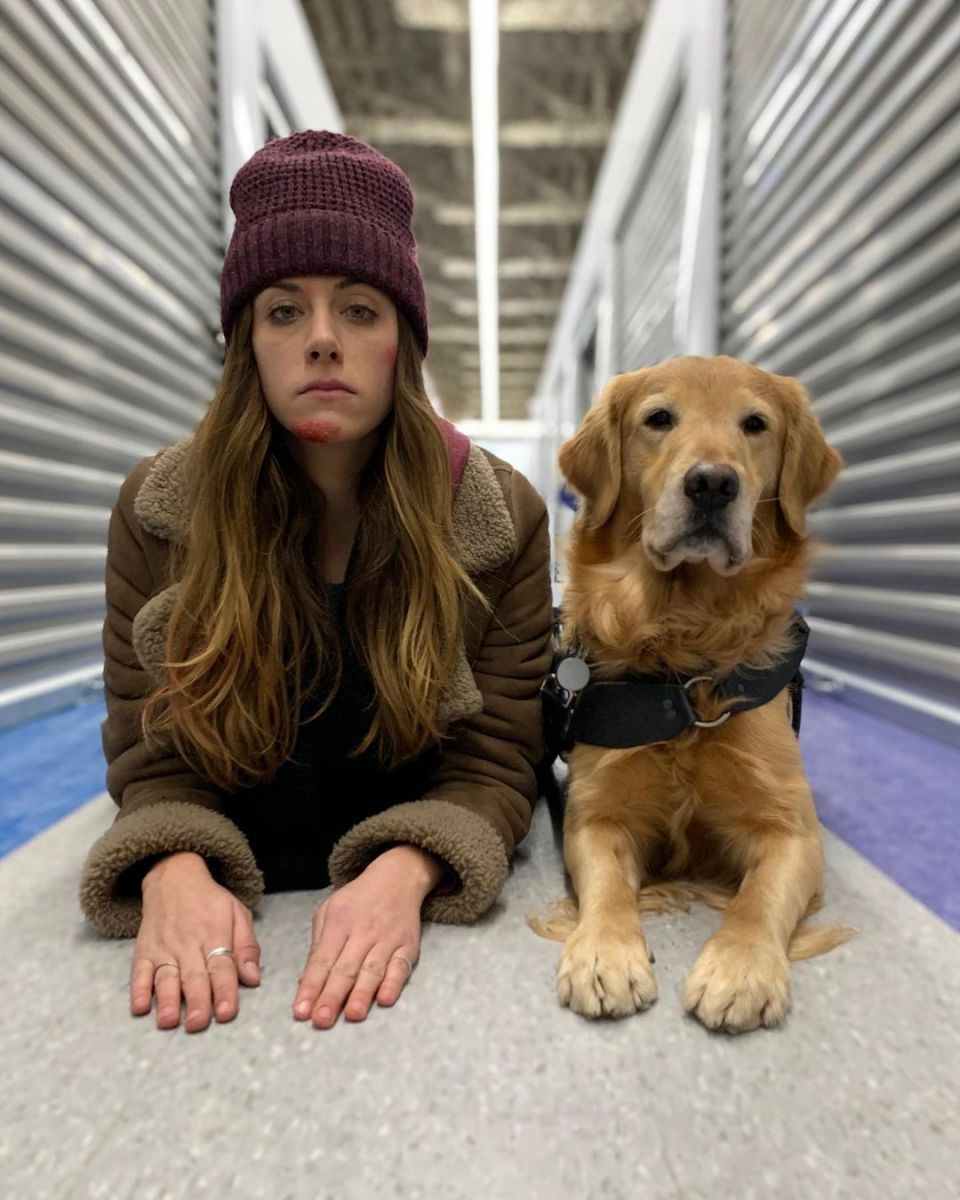 Perry Mattfeld and her on-screen dog Pretzel