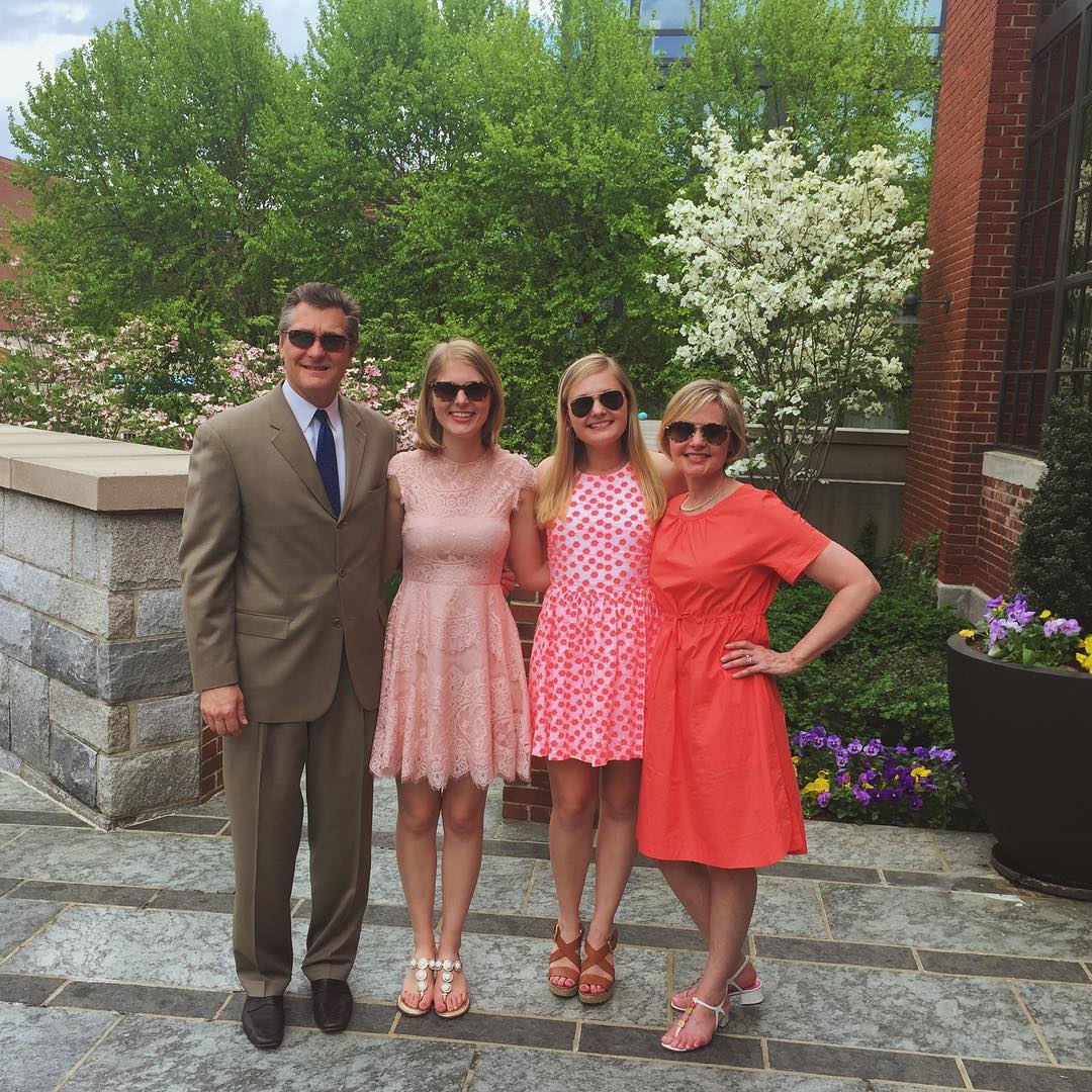 Sarah Borne with parents and sister