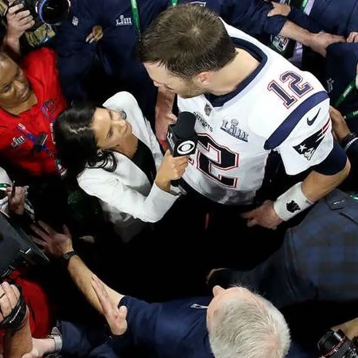 CBS Tracy Wolfson With Tom Brady In 2019 Super Bowl 