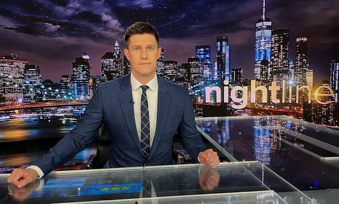 Trevor Ault on the Set of ABC's Chat Show 'Nightline' in 2021